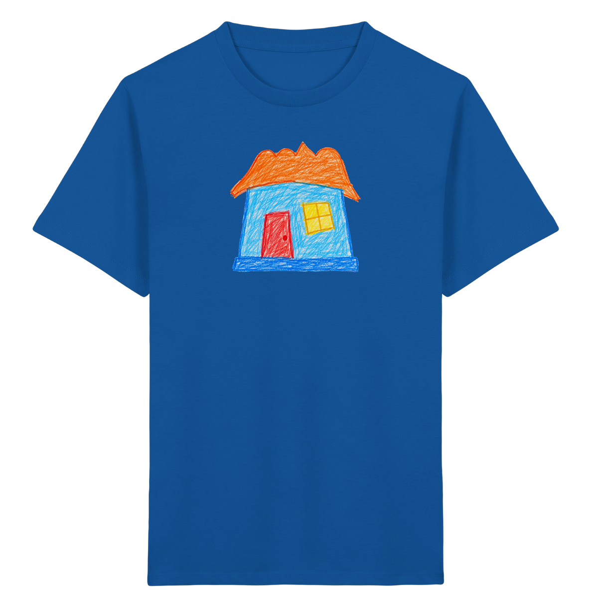 Himmelblaues Haus mit Wolkendach - Kinder Bio T-Shirt