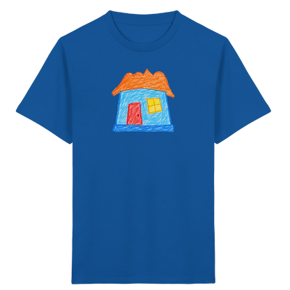 Himmelblaues Haus mit Wolkendach - Kinder Bio T-Shirt