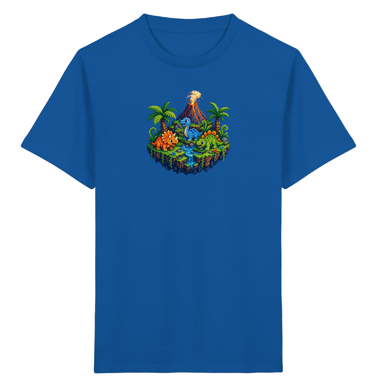 Cooles Dino Pixel Insel T-Shirt - Kinder Bio T-Shirt