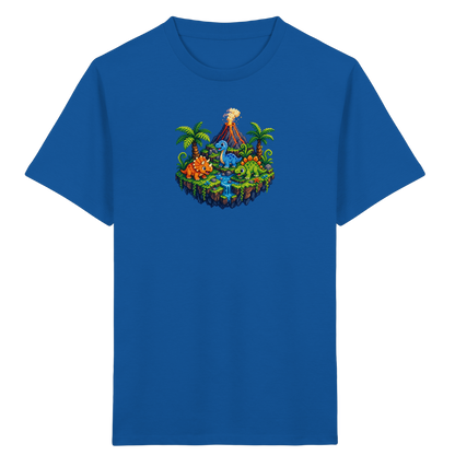 Cooles Dino Pixel Insel T-Shirt - Kinder Bio T-Shirt