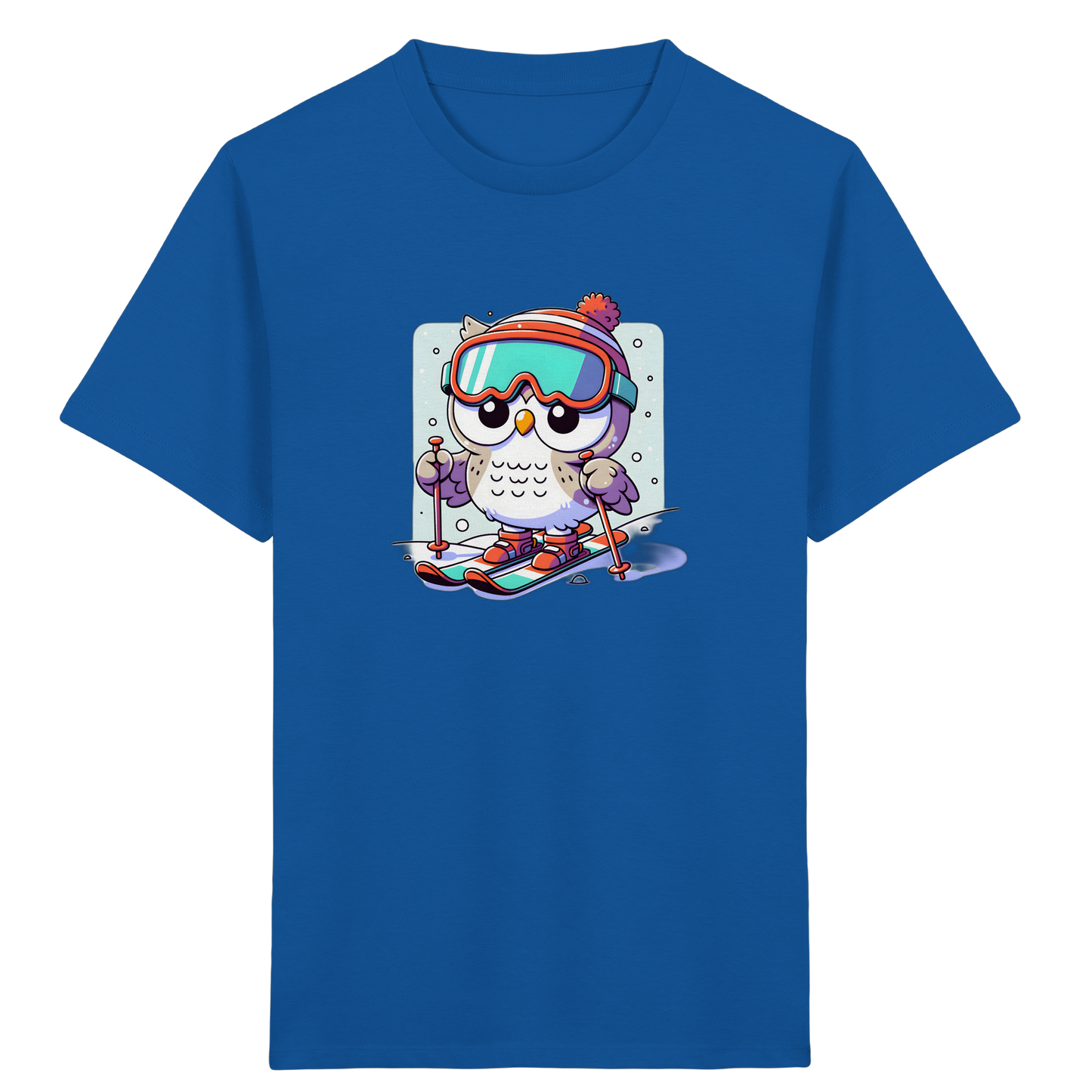 Cartoon Eule auf Skiern T-Shirt
