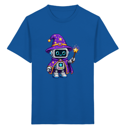 Pixel Roboter Zauberer T-Shirt: Magischer Spaß - Kinder Bio T-Shirt Vorderseite