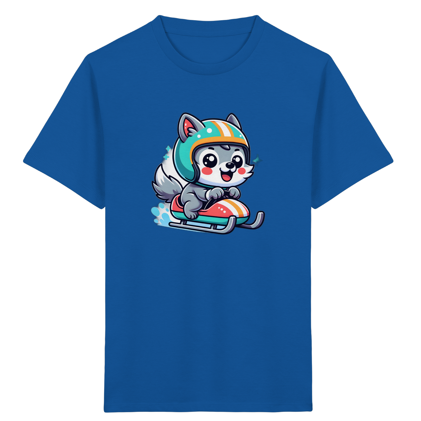 Cartoon Wolf Schlittenfahrt T-Shirt