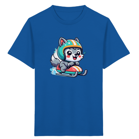 Cartoon Wolf Schlittenfahrt T-Shirt