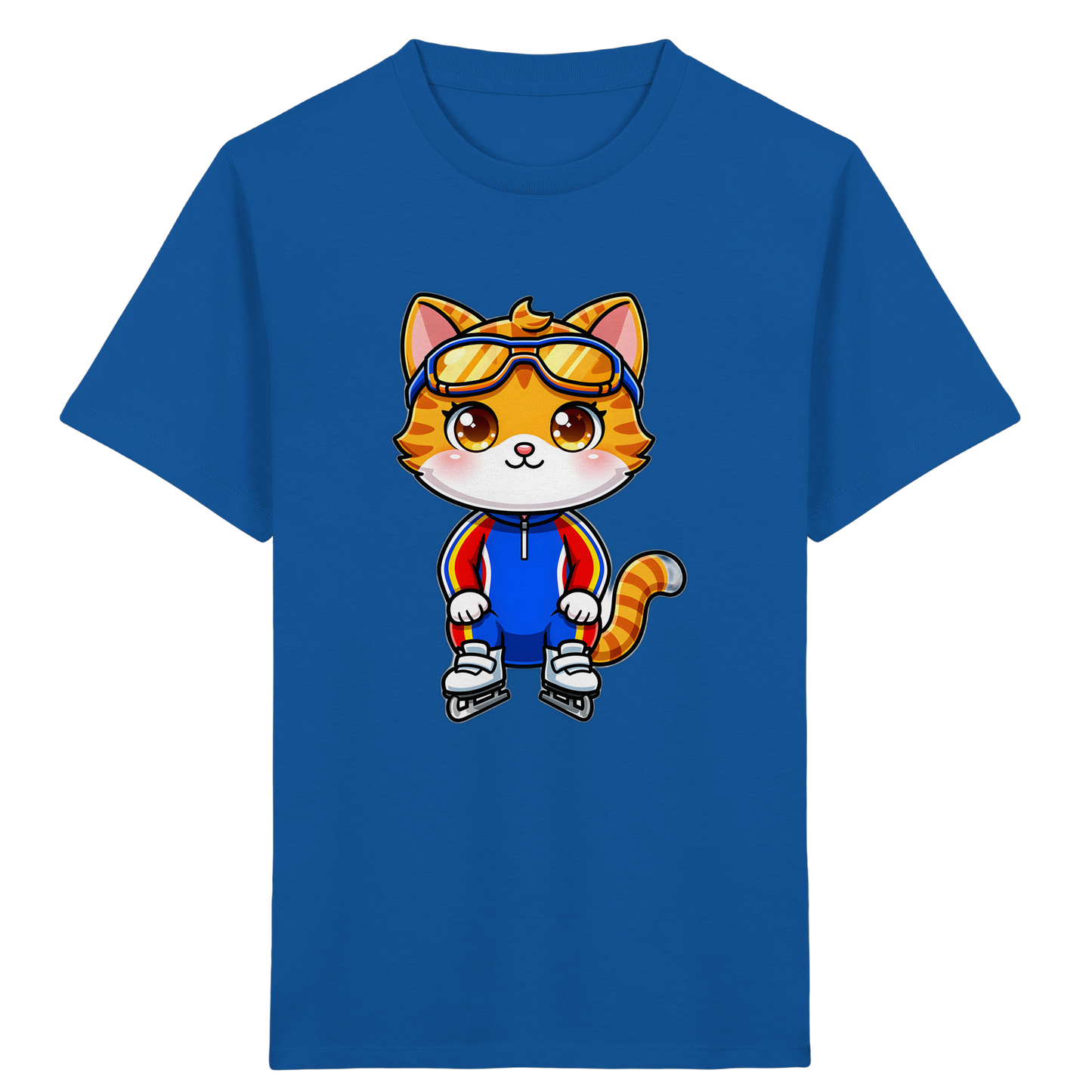 Katze auf Schlittschuhen: Sportliches Kinder-T-Shirt