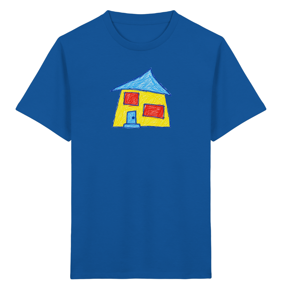 Gelbes Haus mit Doppelfenstern - Kinder Bio T-Shirt