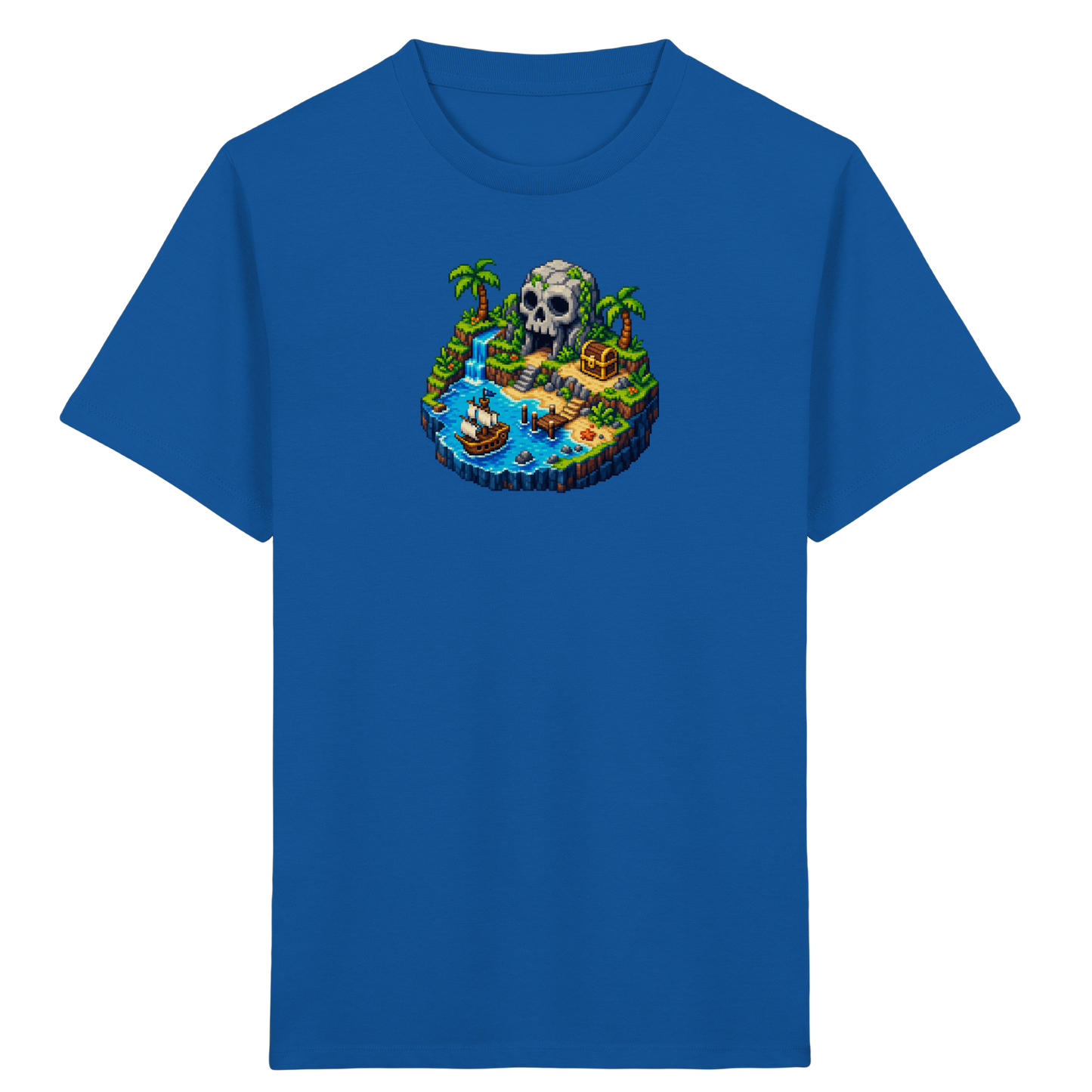 Abenteuerliches Pirateninsel Pixel Art T-Shirt - Kinder Bio T-Shirt