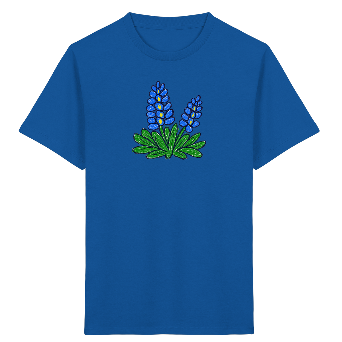 Blaue Kritzel-Lupine für Kinder - Kinder Bio T-Shirt