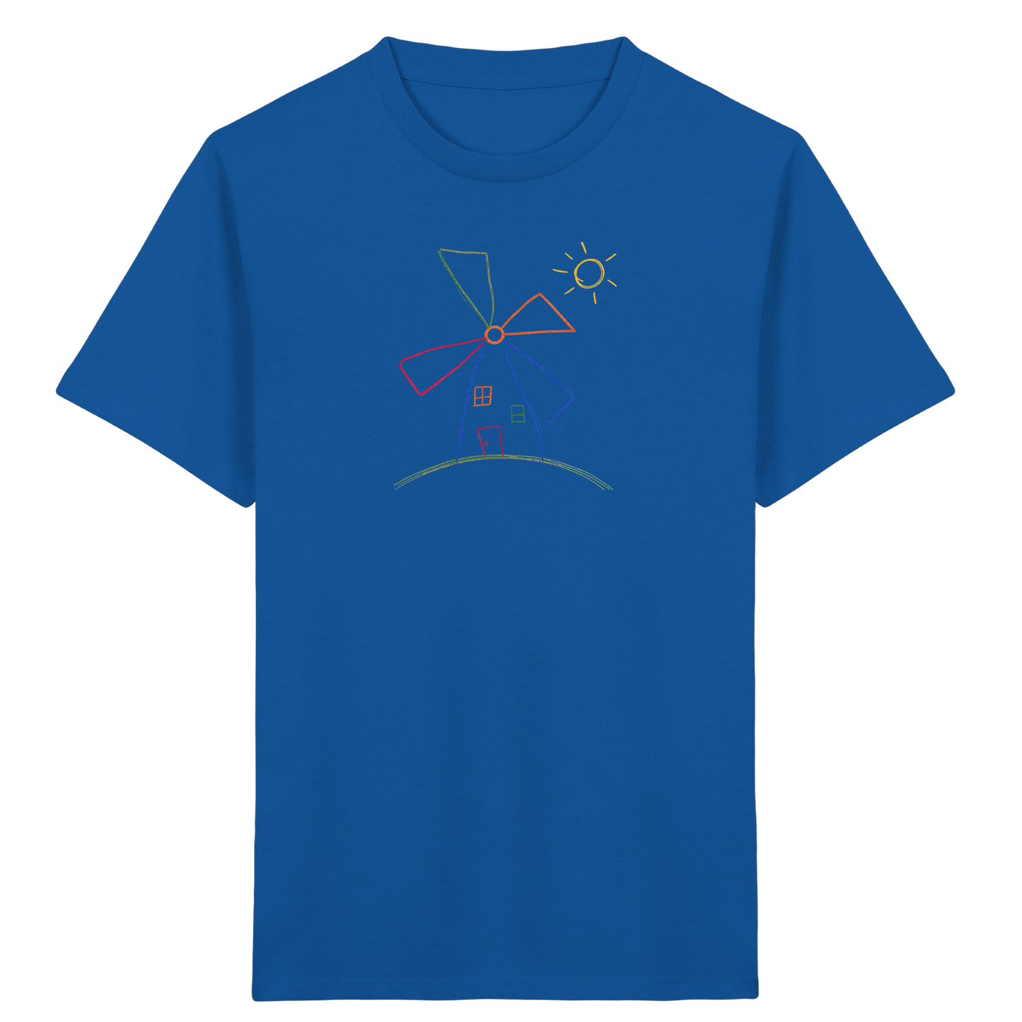 Fröhliches Kinder T-Shirt bunte Windmühle - Kinder Bio T-Shirt