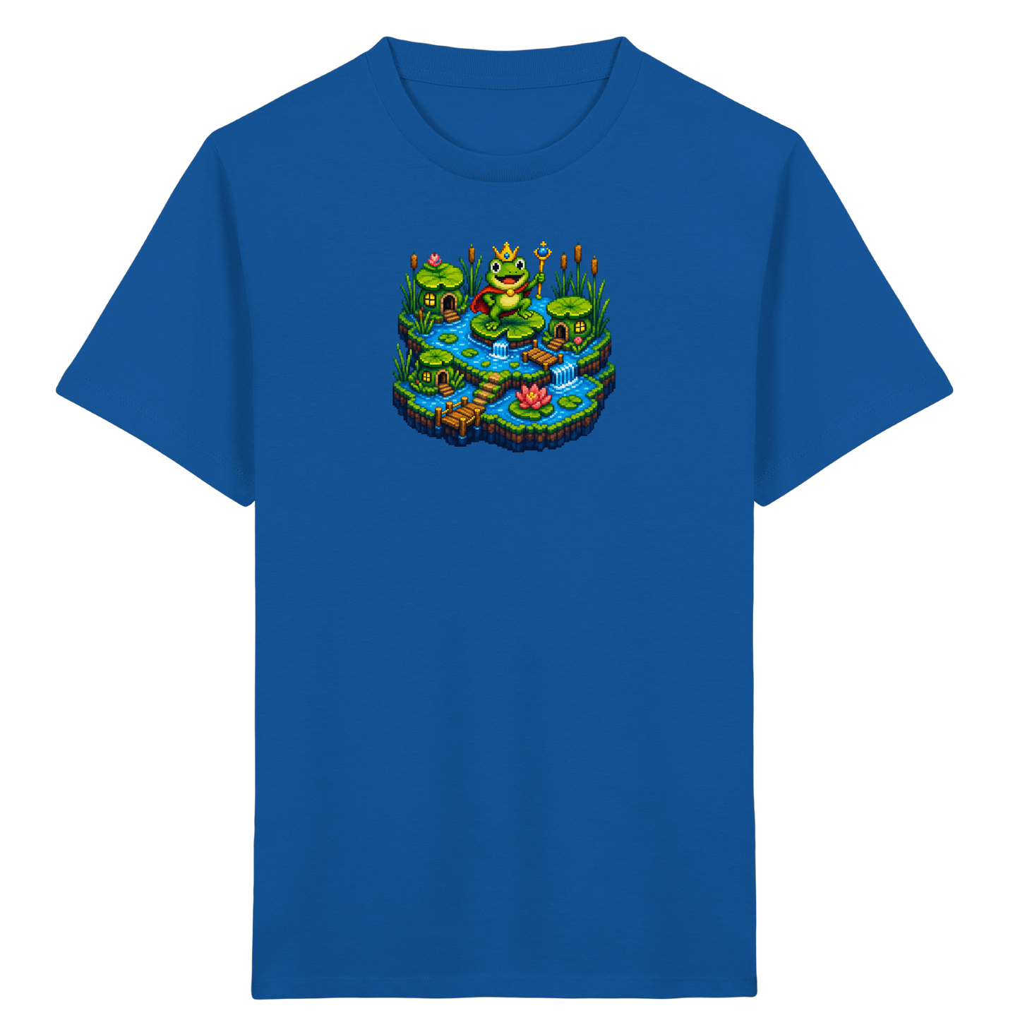 Verspieltes Froschkönig T-Shirt Pixel Art - Kinder Bio T-Shirt