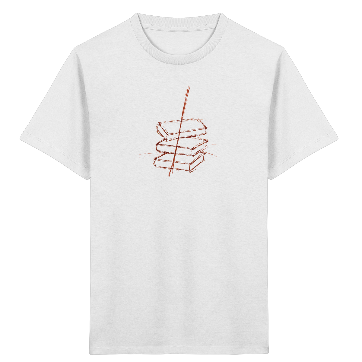 Schiefe Bücherburg mit Bleistift - Kinder Bio T-Shirt