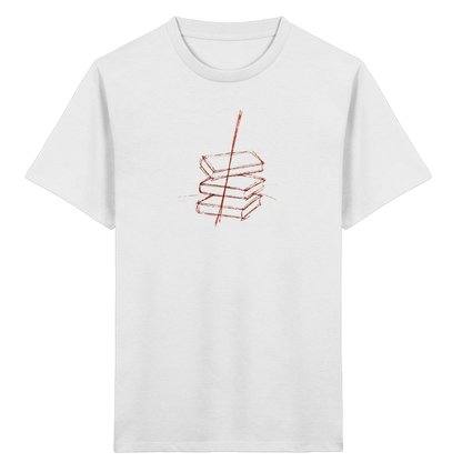 Schiefe Bücherburg mit Bleistift - Kinder Bio T-Shirt