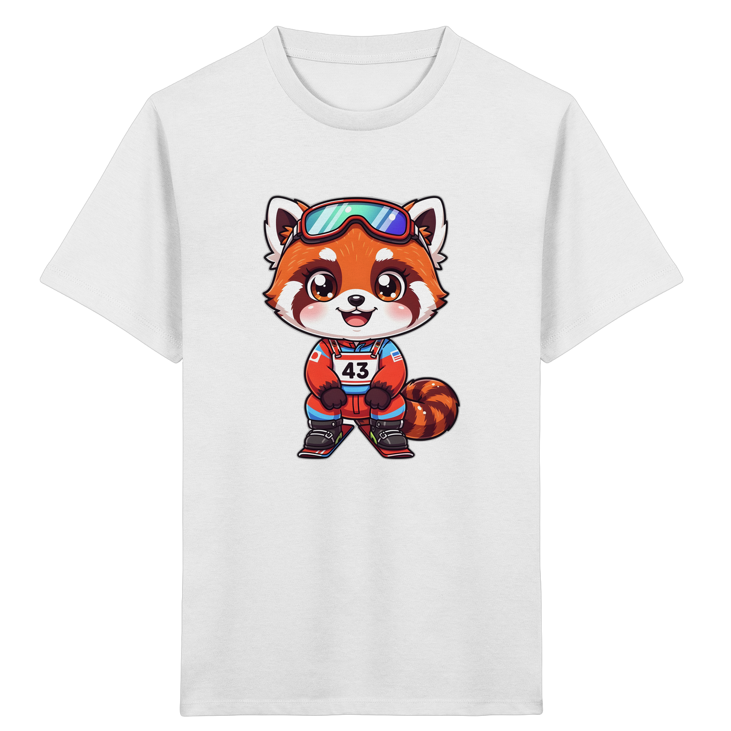 Roter Panda Ski Abenteuer Kinder T-Shirt
