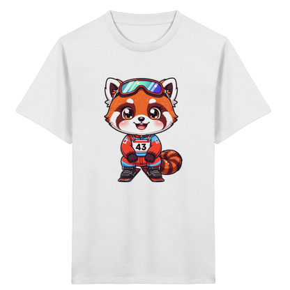 Roter Panda auf Skiern – Kinder Bio-T-Shirt