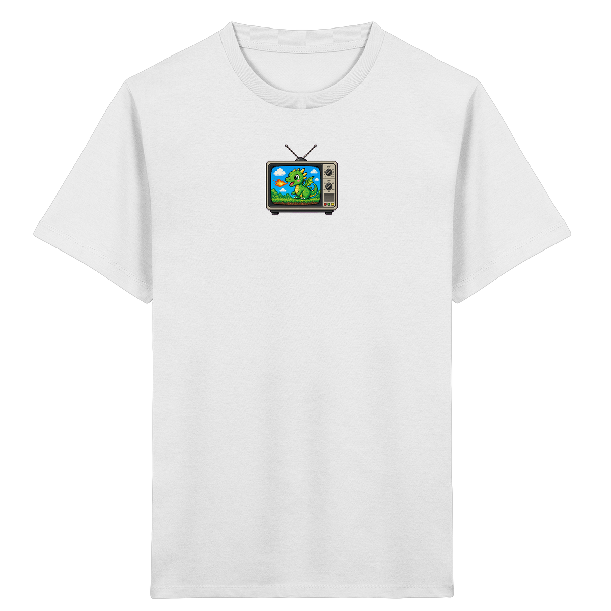 Pixel Drache im Retro TV Shirt - Kinder Bio T-Shirt