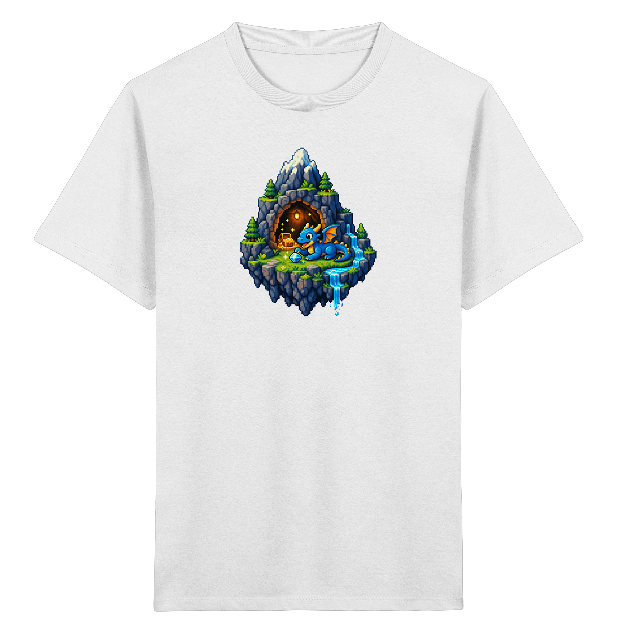 Pixel-Drache auf Schatzinsel T-Shirt für Kinder