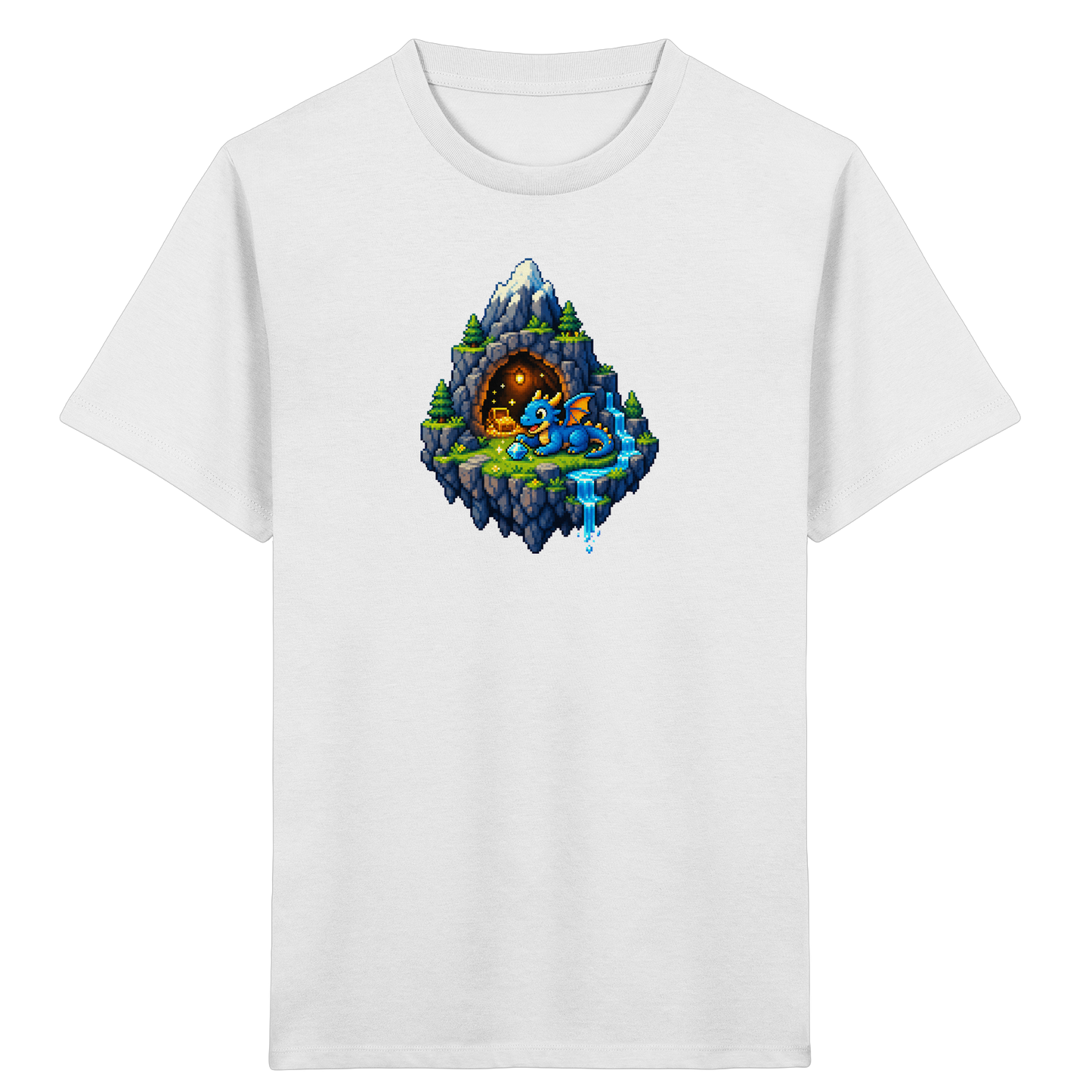 Magischer Pixel Drache Schatz Insel - Kinder Bio T-Shirt