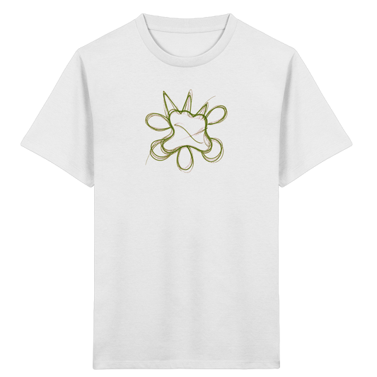 Grasgrünes Linienmonster für Kinder - Kinder Bio T-Shirt