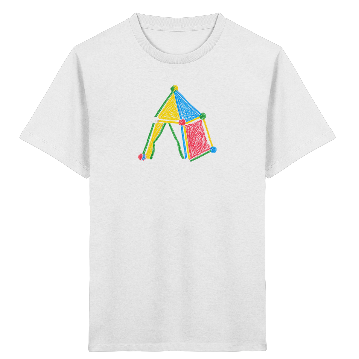 Buntes Farbpunkt Zelt Motiv - Kinder Bio T-Shirt
