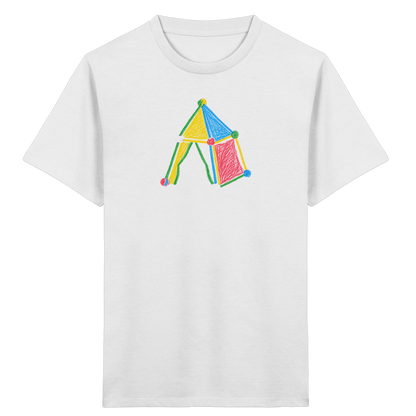 Buntes Farbpunkt Zelt Motiv - Kinder Bio T-Shirt