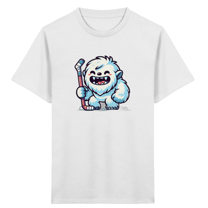 Yeti mit Eishockeyschläger Kinder T-Shirt
