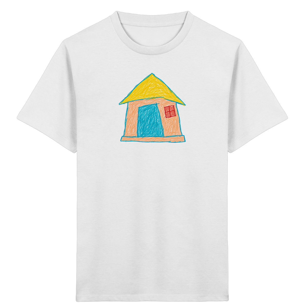 Pfirsichfarbenes Türhaus für Kinder - Kinder Bio T-Shirt