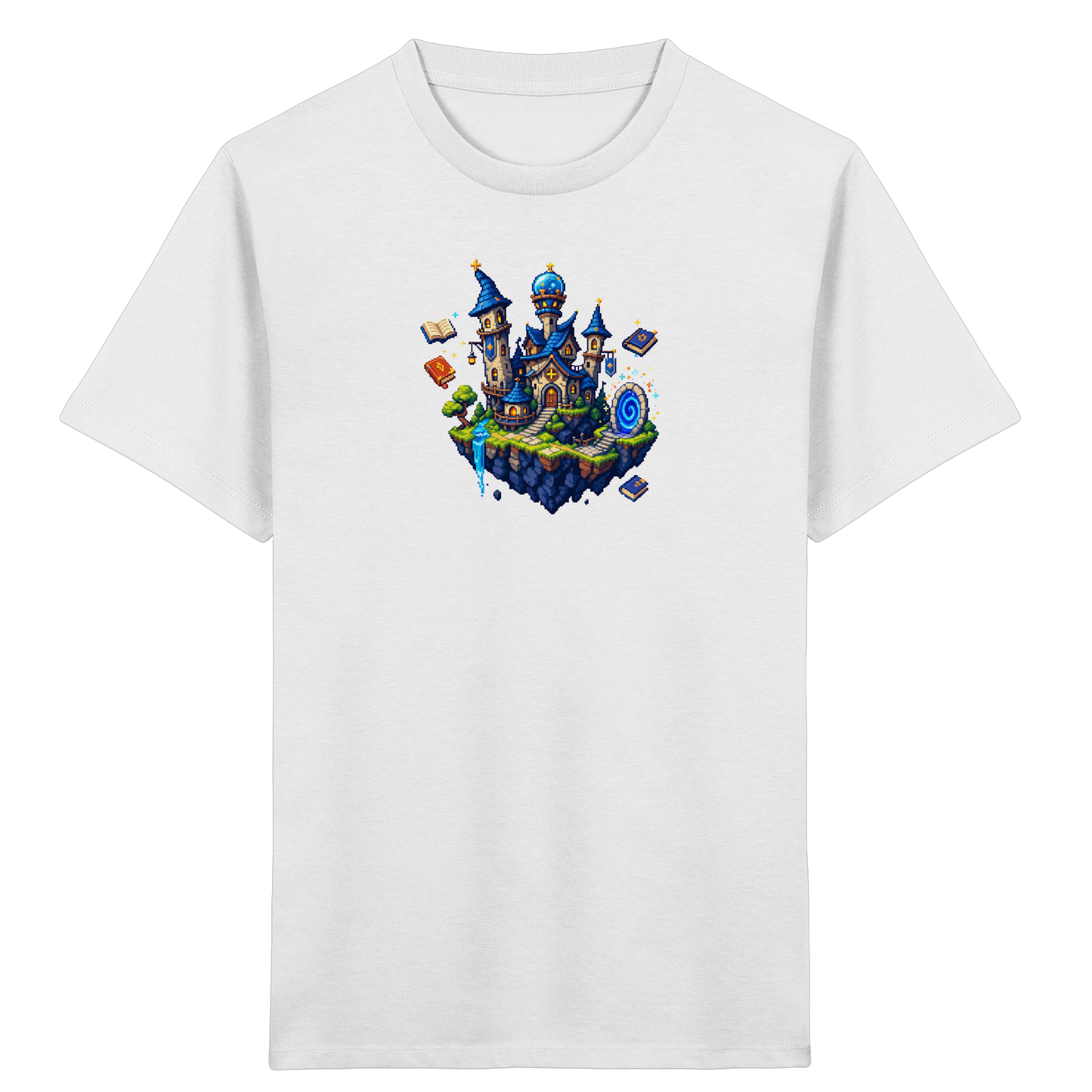 Magische Akademie schwebende Insel Pixel-Shirt - Kinder Bio T-Shirt