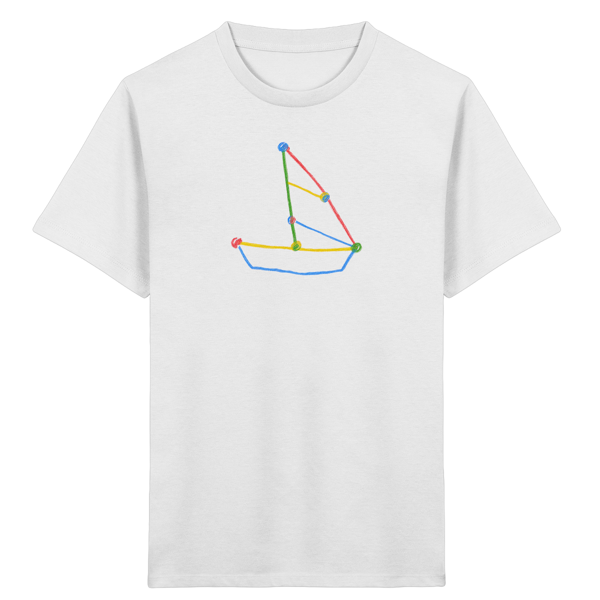 Buntes Farbpunkt Segelboot - Kinder Bio T-Shirt