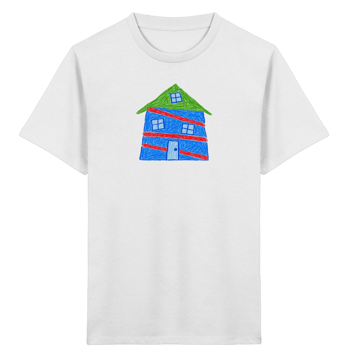 Blaues Balkenhaus Kinder T-Shirt - Kinder Bio T-Shirt