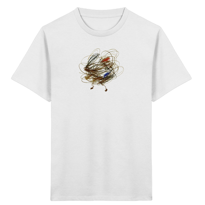 Weißes Kinder Bio T-Shirt mit abstraktem Vogel-Motiv