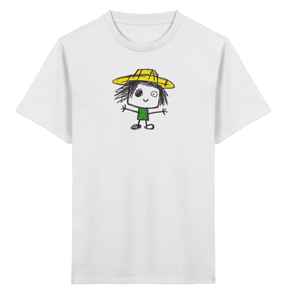 Kritzelkopf mit gelbem Strohhut - Kinder Bio T-Shirt