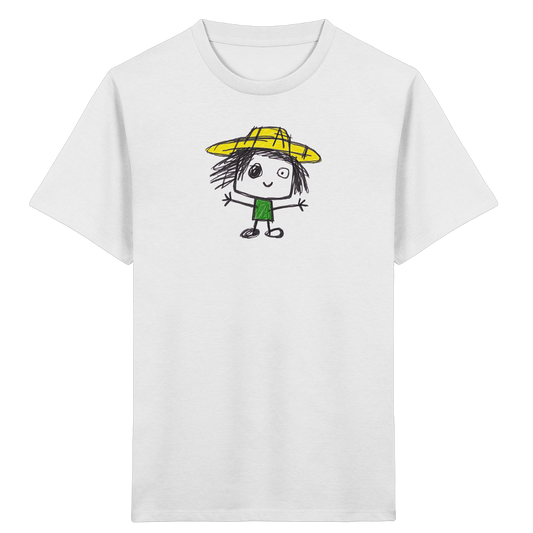 Kritzelkopf mit gelbem Strohhut - Kinder Bio T-Shirt