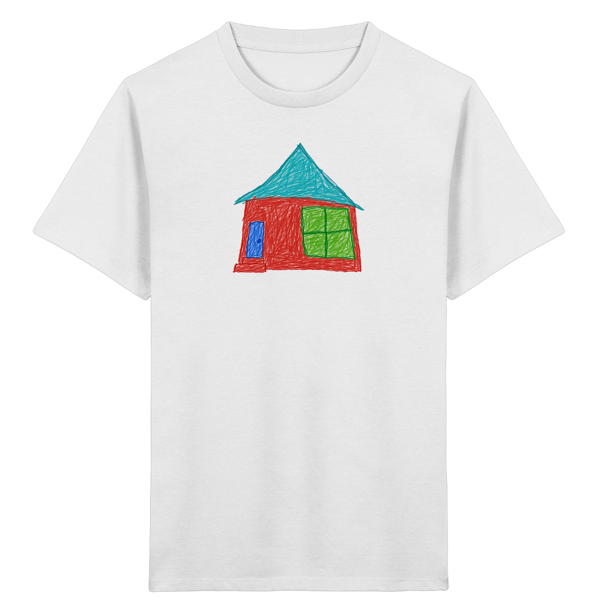 Rotes Haus mit Türkisdach - Kinder Bio T-Shirt