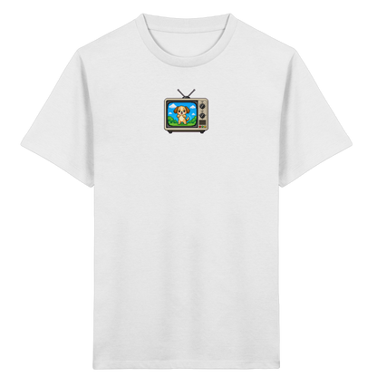 Pixel Hund im Retro Fernseher - Kinder Bio T-Shirt