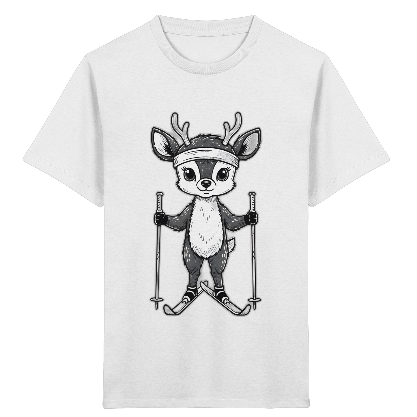 Niedliches Reh auf Skiern T-Shirt - Kinder Bio T-Shirt