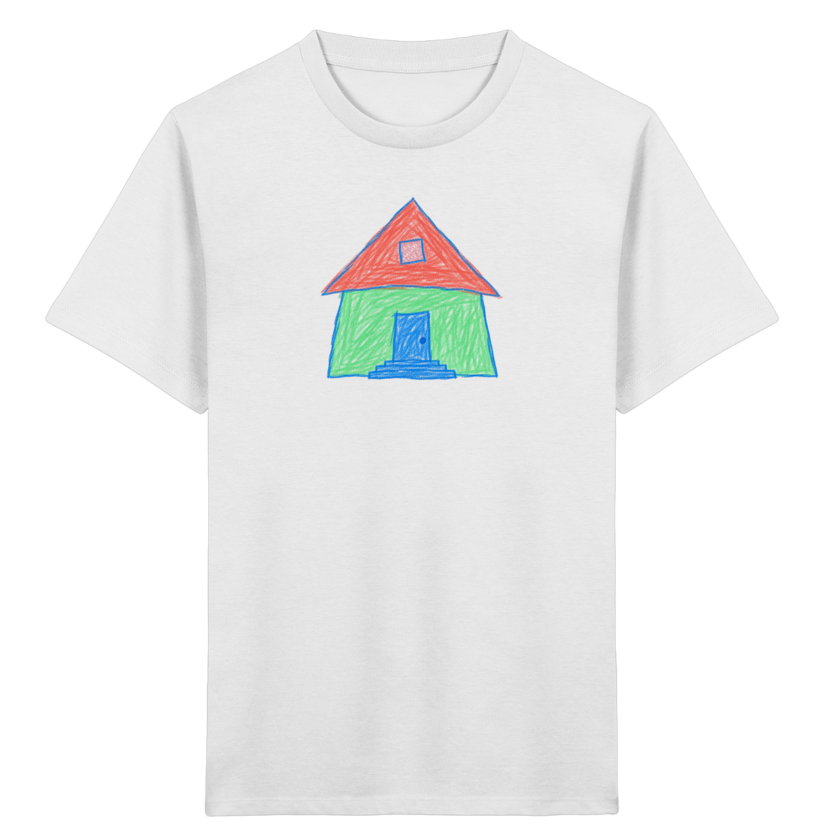 Mintgrünes Haus mit Spitzdach - Kinder Bio T-Shirt