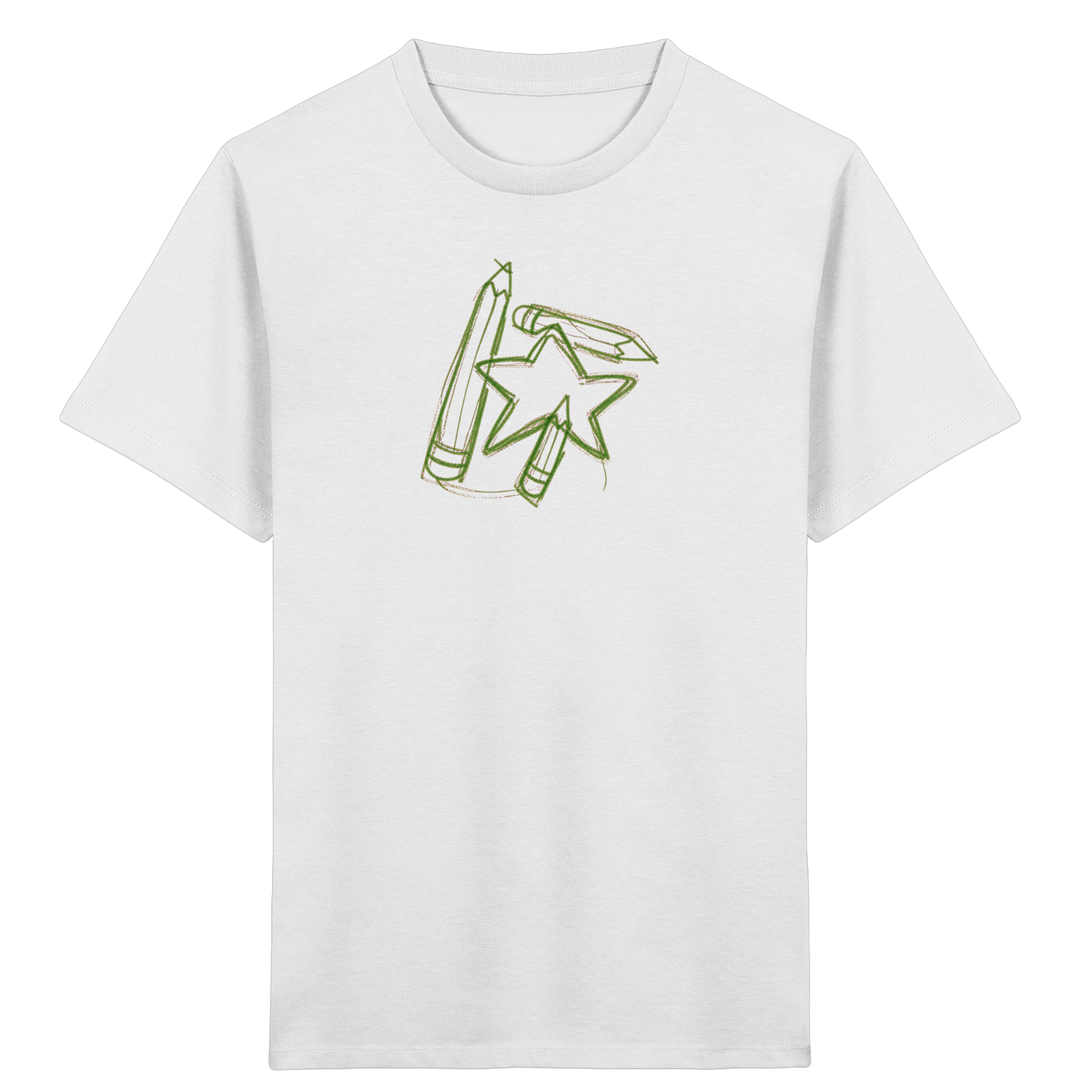 Grüne Stiftefamilie mit Mutstern - Kinder Bio T-Shirt