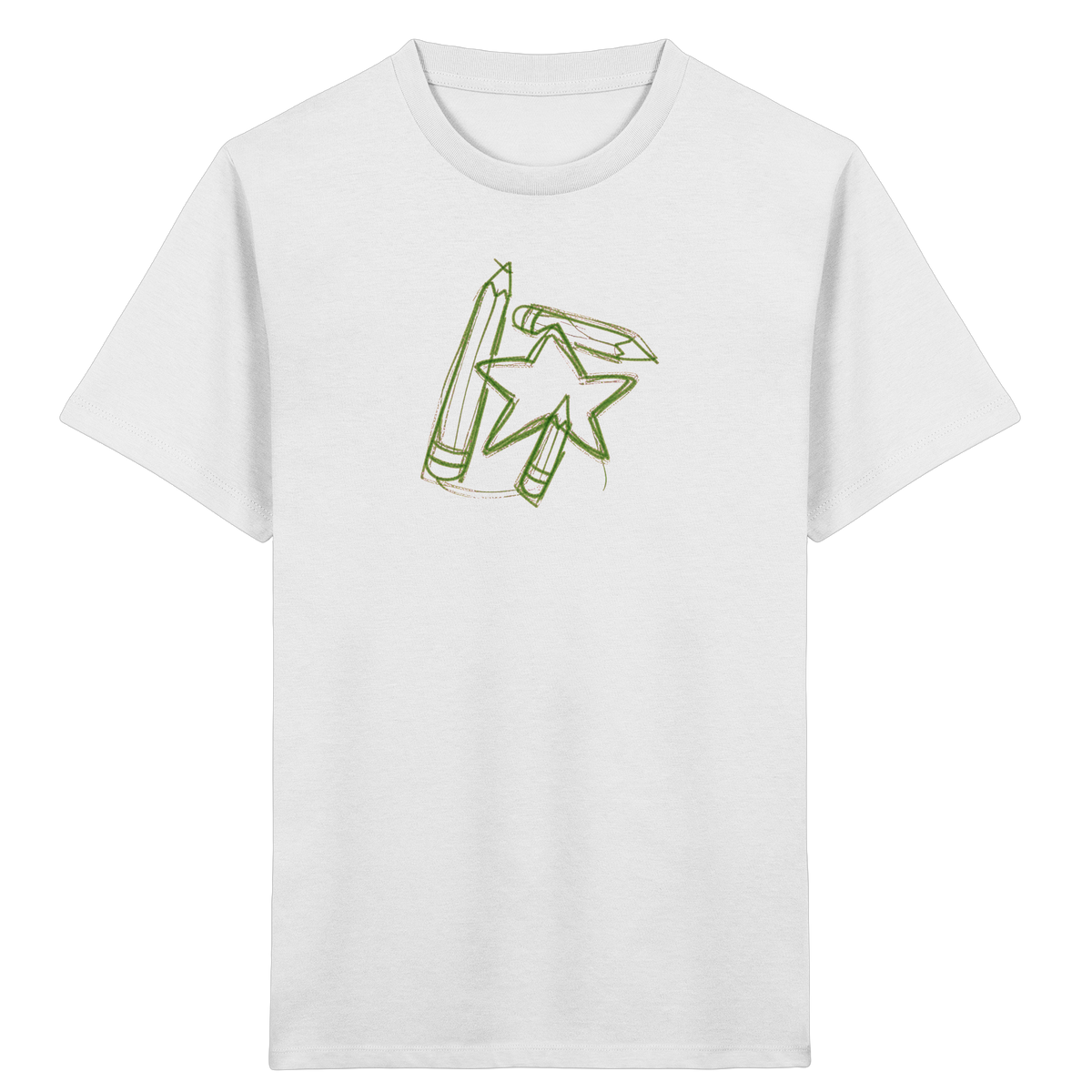Grüne Stiftefamilie mit Mutstern - Kinder Bio T-Shirt