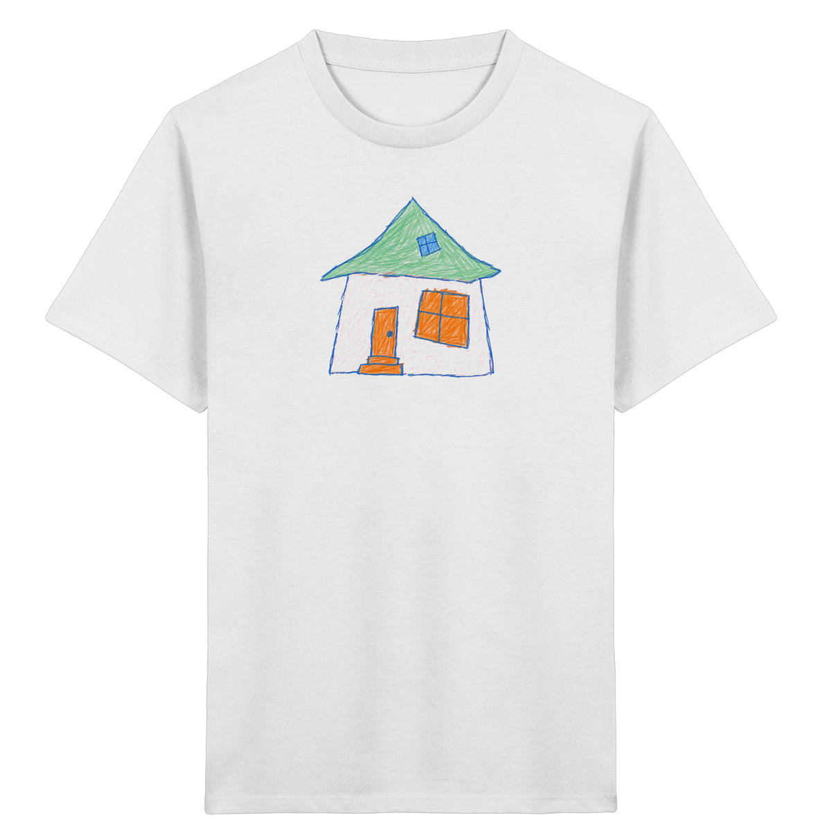 Rosa Haus mit Dachfenster - Kinder Bio T-Shirt
