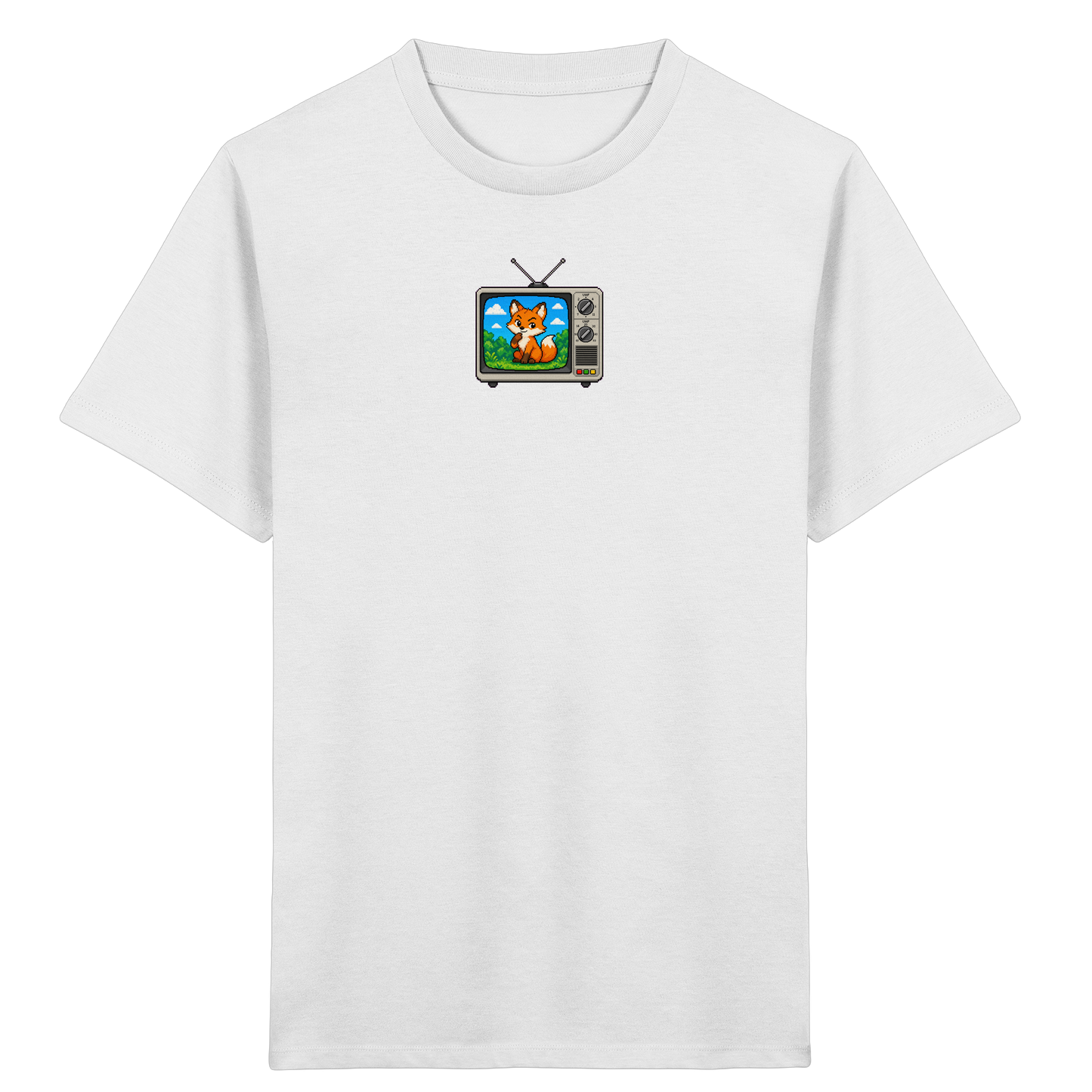 Pixel Fuchs im Retro Fernseher - Kinder Bio T-Shirt