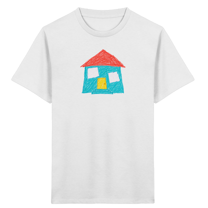 Türkises Haus mit Zwillingsfenstern - Kinder Bio T-Shirt