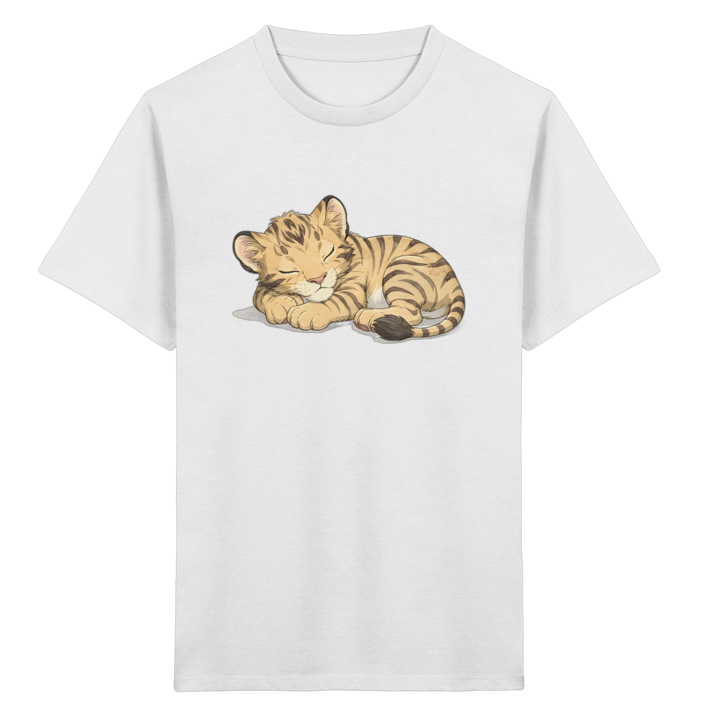 Schlafendes Tigerjunges: Kuscheliges Aquarell T-Shirt - Kinder Bio T-Shirt
