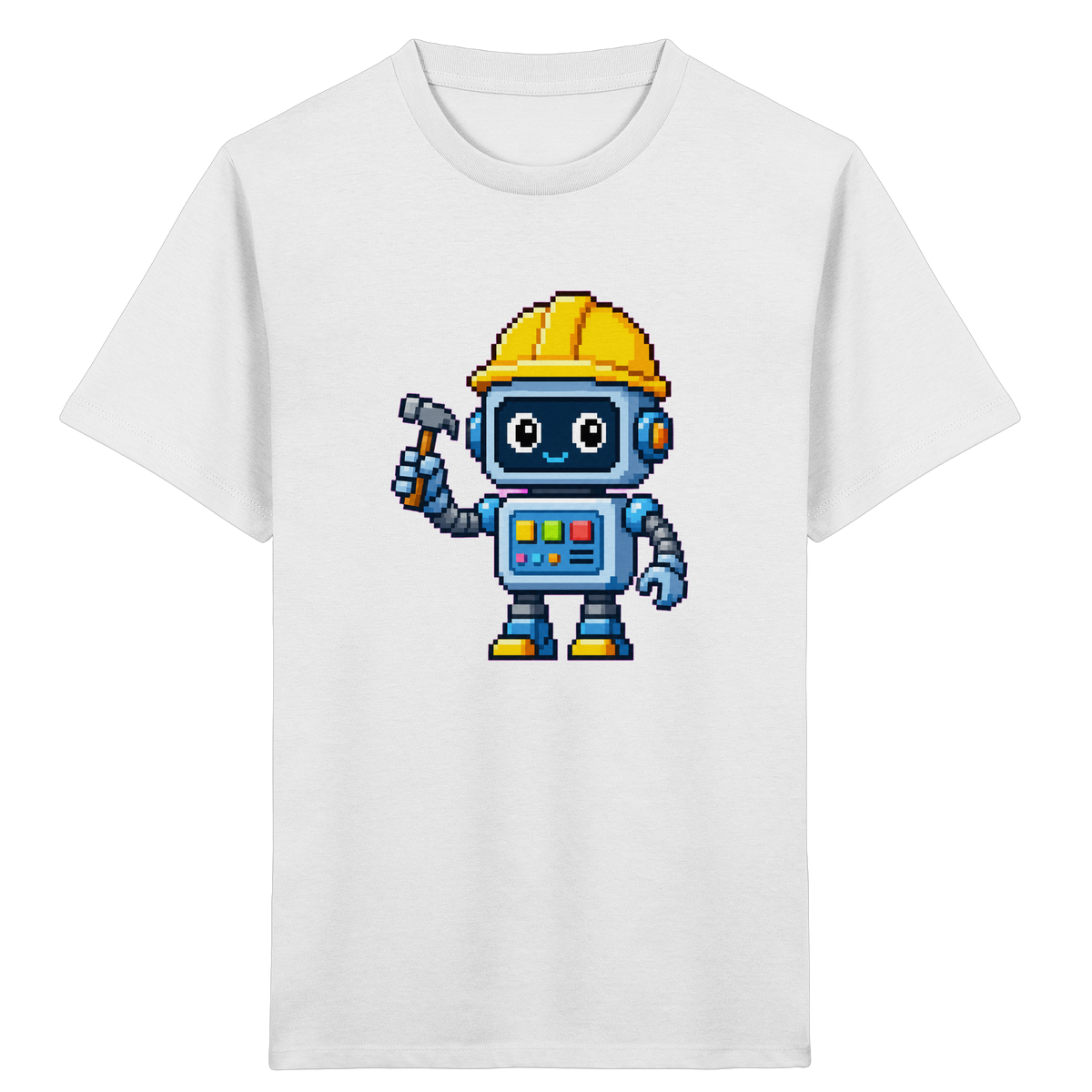 Pixel-Roboter mit Hammer: Retro Kinder-T-Shirt - Kinder T-Shirt