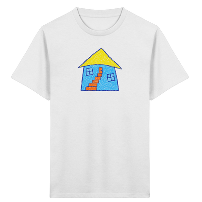 Blaues Treppenhaus Kinderzeichnung - Kinder Bio T-Shirt