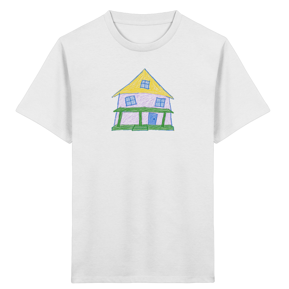 Lila Haus mit Veranda - Kinder Bio T-Shirt
