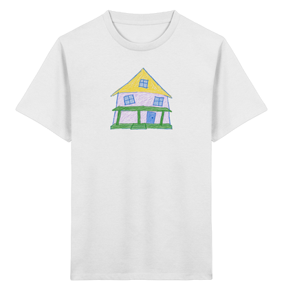 Lila Haus mit Veranda - Kinder Bio T-Shirt