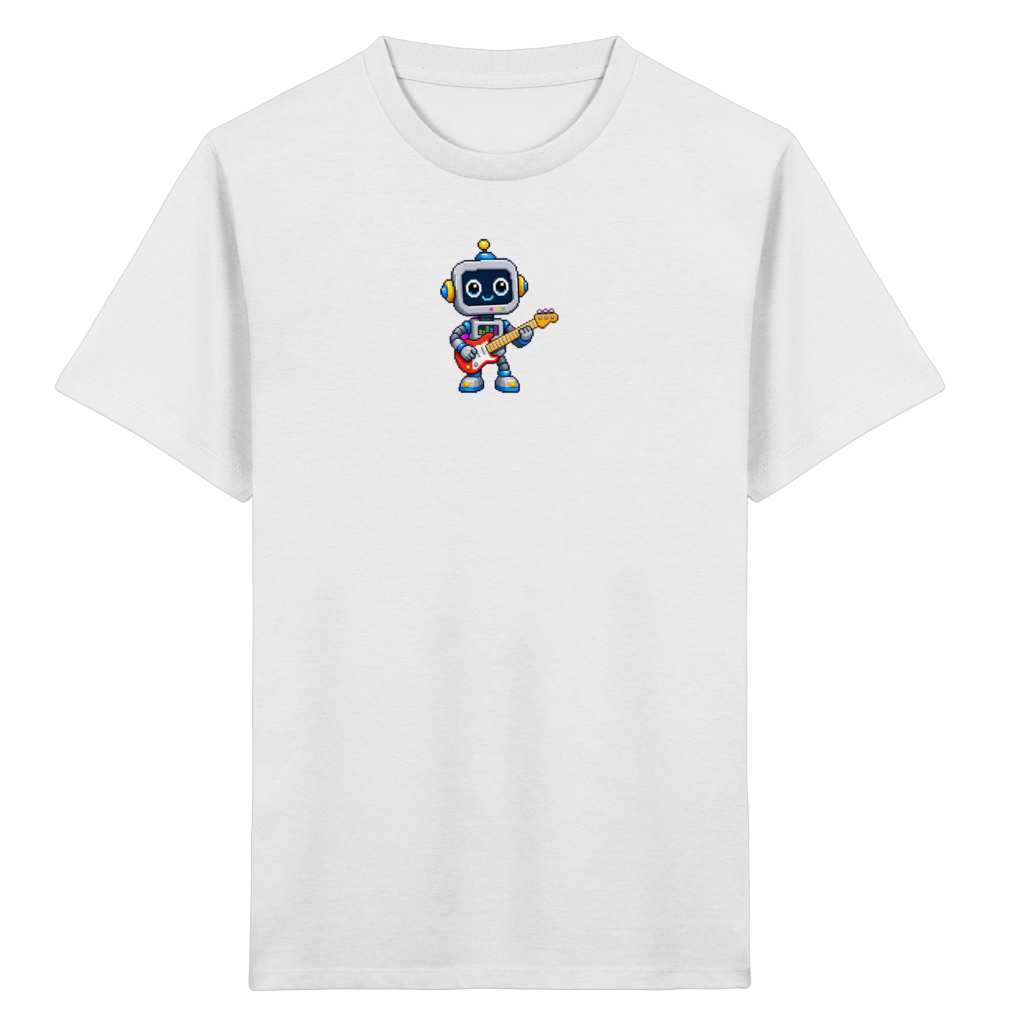Pixel-Roboter mit E-Gitarre – Kinder T-Shirt