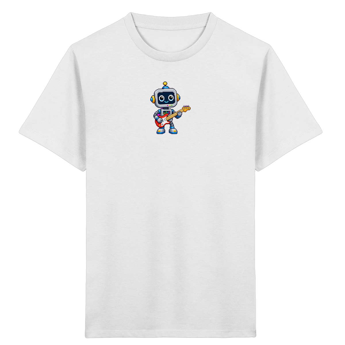Pixel Roboter rockt E-Gitarre - Kinder T-Shirt