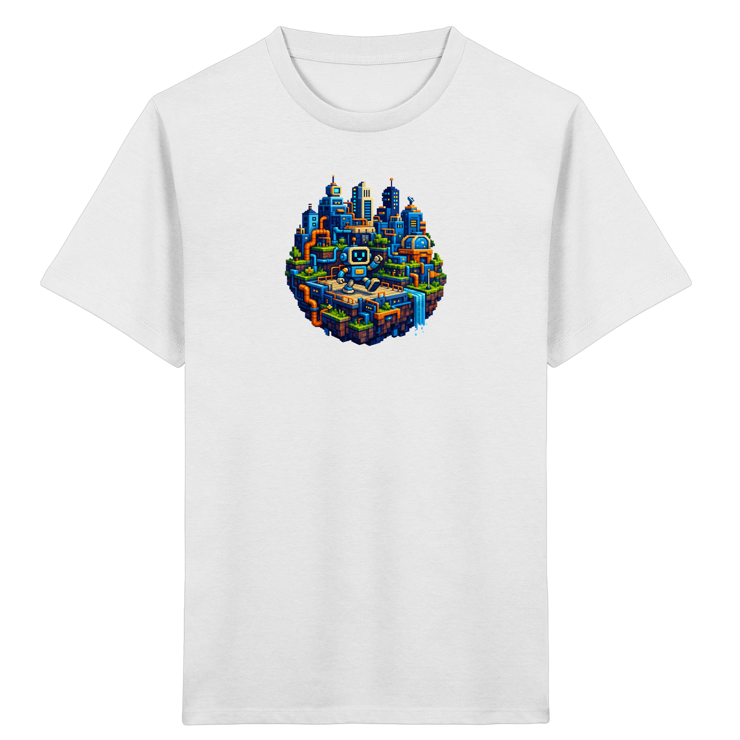 Pixel Roboter Insel Abenteuer T-Shirt - Kinder Bio T-Shirt