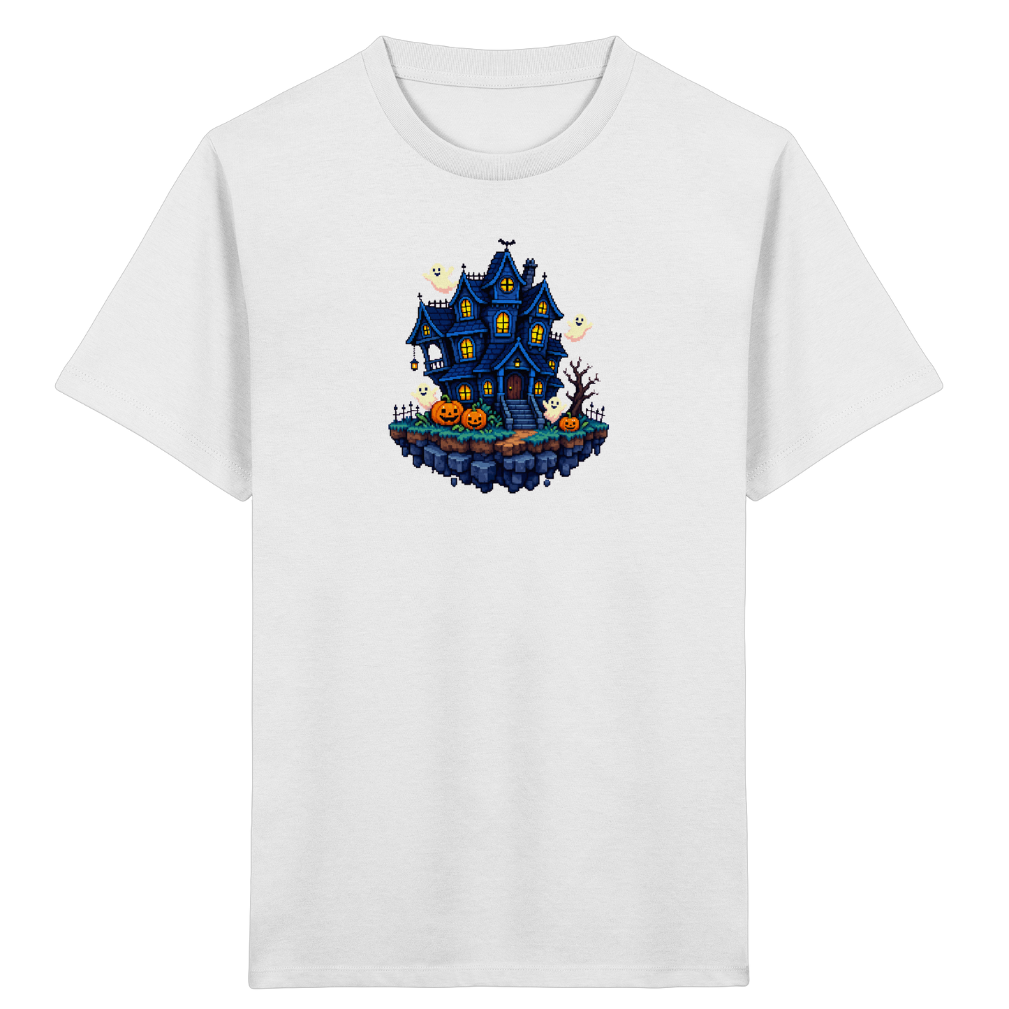 Magisches Pixel Geisterhaus Halloween T-Shirt - Kinder Bio T-Shirt